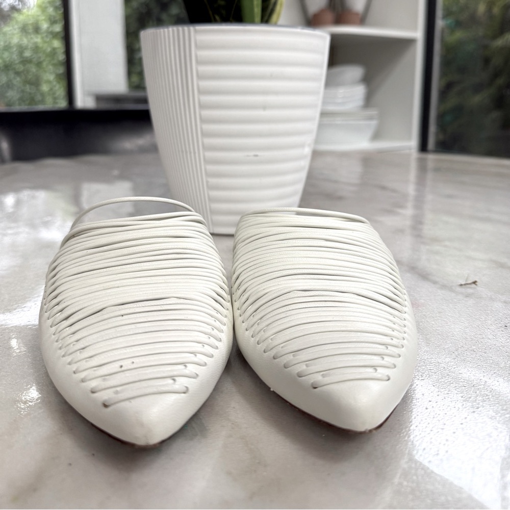 Tory Burch white mules, size 7